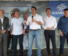 O Governo do Estado entregou nesta terça-feira (12) as obras de melhoria do sistema de abastecimento de água de Pato Branco, na região Sudoeste. O investimento foi de R$ 21 milhões. As obras foram entregues pelo governador Carlos Massa Ratinho Júnior e pelo diretor-presidente da Sanepar, Claudio Stabile.Foto: José Fernando Ogura/AEN