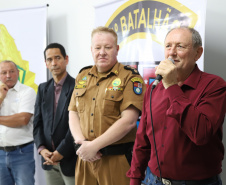 A 4ª Companhia da Polícia Militar, em Capanema, na região Sudoeste do Paraná, ganhou uma nova sede, mais moderna e ampla, com estrutura adequada para atender a população de cinco cidades da região Sudoeste. Além de Capanema, Planalto, Realeza, Pérola do Oeste e Santa Isabel do Oeste, conjunto de cidades próximo à fronteira com a Argentina, também serão assistidas pela Companhia. A inauguração foi nesta quarta-feira (13).Foto: José Fernando Ogura/AEN
