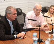 O secretário da Administração e da Previdência, Reinhold Stephanes, concede nesta terça-feira (19) entrevista coletiva para detalhar a proposta do Governo de atualização da previdência dos servidores estaduais.Foto: Ari Dias/AEN