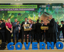 O Governador Carlos Massa Ratinho Júnior e o secretário estadual da Agricultura e Abastecimento, Norberto Ortigara, lançam nesta terça-feira (26),  o programa de Desenvolvimento e Revitalização da Viticultura e da Agroindústria Vitícola no Paraná, o Revitis.   Curitiba, 26/11/2019 - Foto: Geraldo Bubniak/AEN