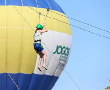 Jogos Aventura e Natureza. TIrolesa 10/08/2019 -  Foto: Geraldo Bubniak/AEN