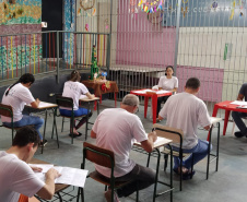 As provas do Exame Nacional do Ensino Médio Para Privados de Liberdade (Enem-PPL) foram aplicadas nesta terça e quarta-feira (11 e 12), em 28 unidades prisionais de todas as regiões do Estado. Foto: Depen