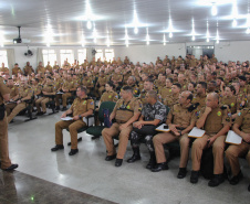Os policiais militares que atuarão no Verão Maior 2019/2020 estão na Academia Policial Militar do Guatupê (APMG) para nivelar práticas e procedimentos do serviço operacional e administrativo durante a temporada no Litoral do Estado