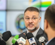 O Centro Integrado de Operações de Fronteira, em Foz do Iguaçu.  O CIOF reforçará as ações estratégicas estaduais de combate ao tráfico e ao crime organizado. A estrutura passa a integrar o Parque Tecnológico Itaipu, na Itaipu Binacional. Na foto, Wagner Mesquita, coordenador-geral de Combate ao Crime Organizado do Ministério da Justiça e Segurança Pública.Foz do Iguaçu, 16/12/2019 -  Foto: Geraldo Bubniak/AEN