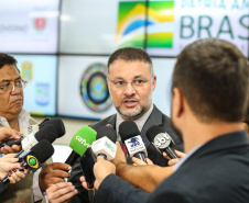 O Centro Integrado de Operações de Fronteira, em Foz do Iguaçu.  O CIOF reforçará as ações estratégicas estaduais de combate ao tráfico e ao crime organizado. A estrutura passa a integrar o Parque Tecnológico Itaipu, na Itaipu Binacional. Na foto, Wagner Mesquita, coordenador-geral de Combate ao Crime Organizado do Ministério da Justiça e Segurança Pública.Foz do Iguaçu, 16/12/2019 -  Foto: Geraldo Bubniak/AEN