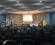 O secretário estadual da Segurança Pública, Romulo Marinho Soares, participou nesta terça-feira (17) do II Fórum Nacional de Segurança nas Fronteiras, durante o XII Seminário da Tríplice Fronteira, em Foz do Iguaçu, nos dias 17 e 18. O evento ocorre no Auditório da Polícia Federal de Foz do Iguaçu. Foto:SESP
