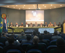 O secretário estadual da Segurança Pública, Romulo Marinho Soares, participou nesta terça-feira (17) do II Fórum Nacional de Segurança nas Fronteiras, durante o XII Seminário da Tríplice Fronteira, em Foz do Iguaçu, nos dias 17 e 18. O evento ocorre no Auditório da Polícia Federal de Foz do Iguaçu. Foto:SESP