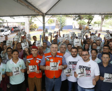 O município de Quinta do Sol, que está em epidemia e com 179 casos confirmados da doença, recebeu o secretário de Estado da Saúde, Beto Preto, que falou com a comunidade, profissionais de saúde sobre a importância de ações e mutirões de limpeza e eliminação de criadouros do mosquito.Foto: Gilson Abreu/AEN