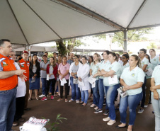 O município de Quinta do Sol, que está em epidemia e com 179 casos confirmados da doença, recebeu o secretário de Estado da Saúde, Beto Preto, que falou com a comunidade, profissionais de saúde sobre a importância de ações e mutirões de limpeza e eliminação de criadouros do mosquito.Foto: Gilson Abreu/AEN