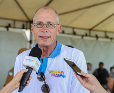 O vice governador Darci Piana participa neste sábado (21), do Lançamento do  Verão Maior 2019/2020. O evento acontece em Matinhos  e marca o início das ações dos órgãos estaduais no Litoral e nas praias de água doce nas Costas Oeste, Norte e Noroeste, durante toda a temporada até 1º de março. Na foto prefeito de Matinhos, Prefeito Ruy Hauer Reichert.  Matinhos, 21/12/2019 -  Foto: Geraldo Bubniak/AEN
