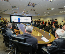 O vice governador Darci Piana participa nesta segunda-feira (02) da apresentação da consolidação do Inquérito Digital Paraná. Com este sistema, que já foi implantado, todas as etapas dos inquéritos policiais passam a ser digitais, garantindo mais agilidade e economia. 02/09/2019 -Foto: Geraldo Bubniak/AEN
