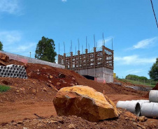 Obras, que seguem dentro do cronograma, ampliam em 25% a produção de água da cidade
Foto: Sanepar
