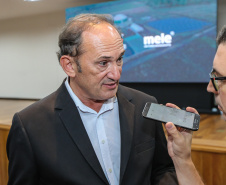O Governador Carlos Massa Ratinho Junior lança nesta sexta-feira (17/01) o  projeto de transformação de subprodutos da agropecuária e da agroindústria em energias renováveis, no Biopark em Toledo. Serão implantadas uma usina de biometano (combustível veicular) e duas de geração de energia elétrica, a partir de dejetos suínos. Na foto, prefeito Lucio de Marchi de Toledo.Toledo, 17/01/2020 -  Foto: Geraldo Bubniak/AEN