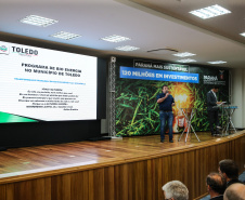 O Governador Carlos Massa Ratinho Junior lança nesta sexta-feira (17/01) o  projeto de transformação de subprodutos da agropecuária e da agroindústria em energias renováveis, no Biopark em Toledo. Serão implantadas uma usina de biometano (combustível veicular) e duas de geração de energia elétrica, a partir de dejetos suínos. Toledo, 17/01/2020 -  Foto: Geraldo Bubniak/AEN