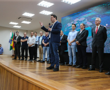 A Companhia de Saneamento do Paraná (Sanepar) vai investir R$ 152 milhões nos sistemas de água e de esgoto sanitário de Toledo, na Região Oeste. O valor será aplicado nos próximos cinco anos, conforme anúncio feito pelo governador Carlos Massa Ratinho Junior nesta sexta-feira (17), que cumpriu agenda no município. Toledo, 17/01/2020 -  Foto: Geraldo Bubniak/AEN