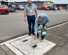 A Ceasa Curitiba realizou nesta semana mais uma etapa da campanha para eliminar criadouros do mosquito da dengue. As medidas preventivas começaram com a limpeza e retirada de entulhos, e de calhas do entorno do Mercado de Flores da unidade. Foto: Ceasa