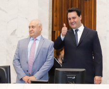 Ratinho Junior destacou que Assembleia foi importante para que o Governo do Estado pudesse modernizar a máquina pública ao longo dos primeiros 12 meses de mandato, garantindo reformas que o Estado precisava fazer.

Foto: Rodrigo Felix Leal