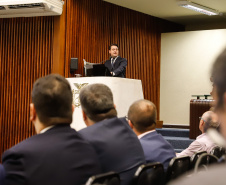 Ratinho Junior destacou que Assembleia foi importante para que o Governo do Estado pudesse modernizar a máquina pública ao longo dos primeiros 12 meses de mandato, garantindo reformas que o Estado precisava fazer.

Foto: Rodrigo Felix Leal