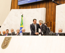 Ratinho Junior destacou que Assembleia foi importante para que o Governo do Estado pudesse modernizar a máquina pública ao longo dos primeiros 12 meses de mandato, garantindo reformas que o Estado precisava fazer.

Foto: Rodrigo Felix Leal
