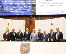 Ratinho Junior destacou que Assembleia foi importante para que o Governo do Estado pudesse modernizar a máquina pública ao longo dos primeiros 12 meses de mandato, garantindo reformas que o Estado precisava fazer.

Foto: Rodrigo Felix Leal