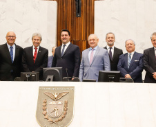 Ratinho Junior destacou que Assembleia foi importante para que o Governo do Estado pudesse modernizar a máquina pública ao longo dos primeiros 12 meses de mandato, garantindo reformas que o Estado precisava fazer.

Foto: Rodrigo Felix Leal