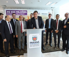 A empresa de medicamentos Prati-Donaduzzi confirmou nesta quarta-feira (5), em evento com o governador Carlos Massa Ratinho Junior, no Palácio Iguaçu, investimentos de R$ 650 milhões nos próximos três anos na ampliação da sua planta em Toledo, no Oeste do Paraná.   -  Curitiba, 05/02/2020  -  Foto: José Fernando Ogura/AEN