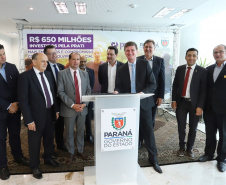 A empresa de medicamentos Prati-Donaduzzi confirmou nesta quarta-feira (5), em evento com o governador Carlos Massa Ratinho Junior, no Palácio Iguaçu, investimentos de R$ 650 milhões nos próximos três anos na ampliação da sua planta em Toledo, no Oeste do Paraná.   -  Curitiba, 05/02/2020  -  Foto: José Fernando Ogura/AEN