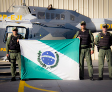 Em apoio a uma operação de inteligência no Nordeste Brasileiro, o Batalhão de Polícia Militar de Operações Aéreas (BPMOA) enviou um helicóptero e uma equipe neste domingo (09/02) para atuar em conjunto com as forças de segurança pública estadual e federal que já operam na região. Curitiba, 09/02/2020  -  Foto: Divulgação SESP