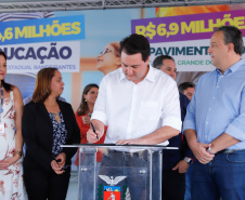 Governador Carlos Massa Ratinho Junior entrega a nova sede do Colégio Estadual Bandeirantes, em Campina Grande do Sul e libera recursos para pavimentação de ruas da cidade - Campina Grande do Sul, 13/02/2020 - Foto:  Rodrigo Félix Leal/AEN