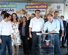 Governador Carlos Massa Ratinho Junior entrega a nova sede do Colégio Estadual Bandeirantes, em Campina Grande do Sul e libera recursos para pavimentação de ruas  da cidade  -  Campina Grande do Sul, 13/02/2020  -  Foto: José Fernando Ogura/AEN 
