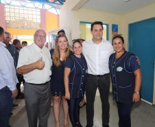 O governador Carlos Massa Ratinho inaugura a Escola Municipal Ana Zorning e confirma recursos para pavimentação, em Rio Negro, região sudeste do Paraná. Presentes no evento: prefeito de Rio Negro, Milton José Paizani; secretário de Desenvolvimento Urbano, João Carlos Ortega; secretário de Educação e do Esporte, Renato Feder; de Agricultura e Abastecimento, Norberto Ortigara; entre outros.Rio Negro, 13-02-20.Foto: Arnaldo Alves / AEN.