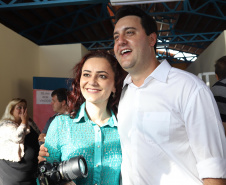 O governador Carlos Massa Ratinho inaugura a Escola Municipal Ana Zorning e confirma recursos para pavimentação, em Rio Negro, região sudeste do Paraná. Presentes no evento: prefeito de Rio Negro, Milton José Paizani; secretário de Desenvolvimento Urbano, João Carlos Ortega; secretário de Educação e do Esporte, Renato Feder; de Agricultura e Abastecimento, Norberto Ortigara; entre outros.Rio Negro, 13-02-20.Foto: Arnaldo Alves / AEN.