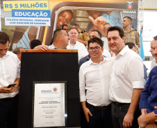 Cerca de 1.100 estudantes do Ensino Fundamental e Ensino Médio, de Sarandi, Noroeste do Paraná, são beneficiados com a nova estrutura da Escola Estadual Vereador Luiz Zanchim, inaugurada nesta sexta-feira (14), pelo governador Carlos Massa Ratinho Junior.  -  Sarandi, 14/02/2020  -  Foto: Rodrigo Félix Leal/AEN