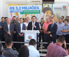 O governador Carlos Massa Ratinho Junior anuncia nesta terça-feira (18) a implantação de mais de 600 novos abrigos para pontos de ônibus em cidades da Região Metropolitana de Curitiba. Participaram: secretário de Desenvolvimento Urbano, João Carlos Ortega; diretor-presidente da Comec, Gilson dos Santos; entre outros.Curitiba, 18-02-20.Foto: Arnaldo Alves / AEN.