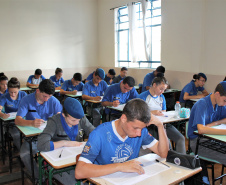 Alunos e professores que participaram nesta terça-feira da primeira edição da prova em 2020 destacam a importância da iniciativa para mostrar os conteúdos em que há mais dificuldades, reforçar apoio e melhorar resultados.  -  Curitiba, 18/02/2020  -  Foto: Divulgação SEED