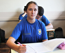 Alunos e professores que participaram nesta terça-feira da primeira edição da prova em 2020 destacam a importância da iniciativa para mostrar os conteúdos em que há mais dificuldades, reforçar apoio e melhorar resultados. na foto,  -  Curitiba, 18/02/2020  -  Foto: Divulgação SEED