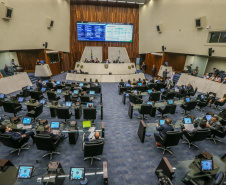 Em audiência pública, o secretário estadual da Fazenda, Renê de Oliveira Garcia Junior, apresenta nesta terça-feira (18),  no Plenário da Assembleia Legislativa, os dados relativos ao cumprimento das metas fiscais do 3º (terceiro) quadrimestre de 2019.  18/02/2020  -  Foto: Geraldo Bubniak/AEN