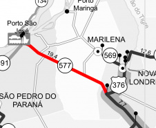 O Departamento de Estradas de Rodagem do Paraná (DER/PR) está atuando em quatro rodovias da região Noroeste, próximas ao Rio Paranapanema, divisa com São Paulo.  -  Foto: Divulgação DER