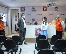 A entrega de 500 máscaras do modelo Face Shield, 200 litros de álcool glicerinado e 150 quilos de álcool em gel foi feita pelo superintendente Aldo Bona ao coordenador da Defesa Civil, tenente-coronel Fernando Schunig. A entrega foi acompanhada pela primeira-dama e presidente do Conselho de Ação Solidária, Luciana Saito Massa, e pela Superintendente Geral de Ação Solidária, Jeslayne Valente.