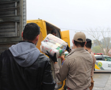 Servidores da Segurança arrecadam mais de 20 toneladas de alimentos. Foto:SESP