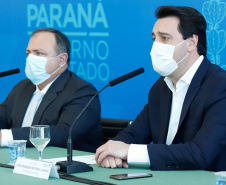 Governador Carlos Massa Ratinho Junior, recebe o ministro interino Eduardo Pazuello.
