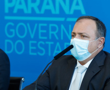 Governador Carlos Massa Ratinho Junior, recebe o ministro interino Eduardo Pazuello.