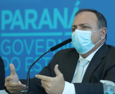 Governador Carlos Massa Ratinho Junior, recebe o ministro interino Eduardo Pazuello.