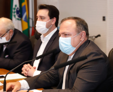 Governador Carlos Massa Ratinho Junior, recebe o ministro interino Eduardo Pazuello.