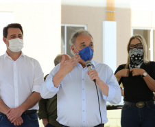 O Governador Carlos Massa Ratinho Junior vistoria  nesta terca-feira (11/08), 416 unidade habitacionais no Loteamento Sao Geronimo em Campo Largo. Prefeito Marcelo Puppi em discurso. Campo Largo, 11/08/2020 - Foto: Geraldo Bubniak/AEN
