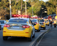 Curitiba, 29 de Agosto de 2020. Desfile de viaturas da PMPR. 