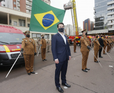 Curitiba-08-10-2020 - Governador Carlos Massa Ratinho Junior, participa do  108° Aniversário do Corpo de Bombeiros da Polícia Militar do Paraná- Foto : Jonathan Campos / AEN
