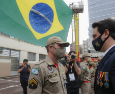 Curitiba-08-10-2020 - Governador Carlos Massa Ratinho Junior, participa do  108° Aniversário do Corpo de Bombeiros da Polícia Militar do Paraná- Foto : Jonathan Campos / AEN