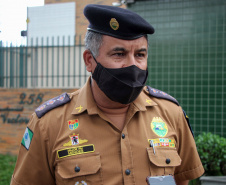 Curitiba, 15 de Outubro de 2020. Para celebrar o Dia do Professor, Colégio da Polícia Militar faz homenagem aos seus professores. Foto: entrevista com o Comandante do CPM, Maj. QOPM Anderson Mendes de Araújo. 
