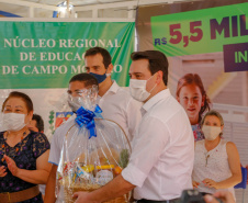 Governador Carlos Massa Ratinho Junior no Colegio Estadual Novo Horizonte, em Campo Mourão.Foto Gilson Abreu/AEN